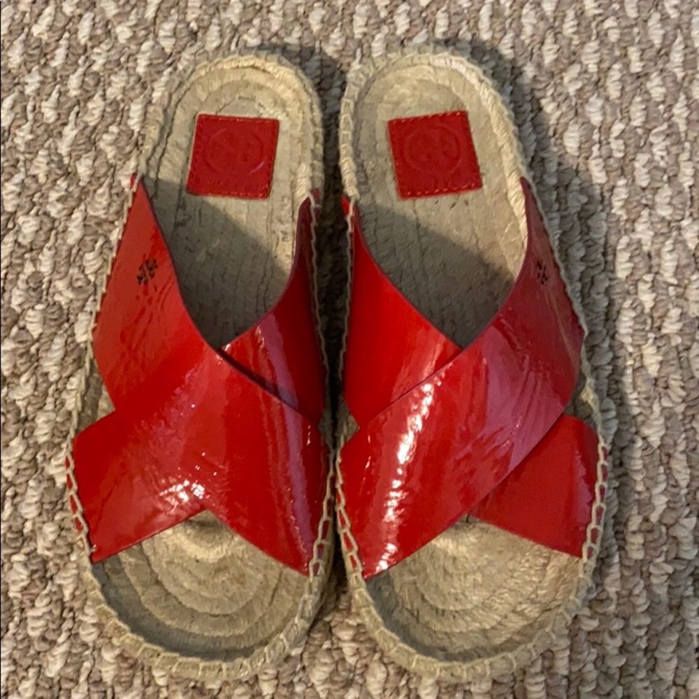 Brand New Size 8 Red Patent Tory Burch Espadrille